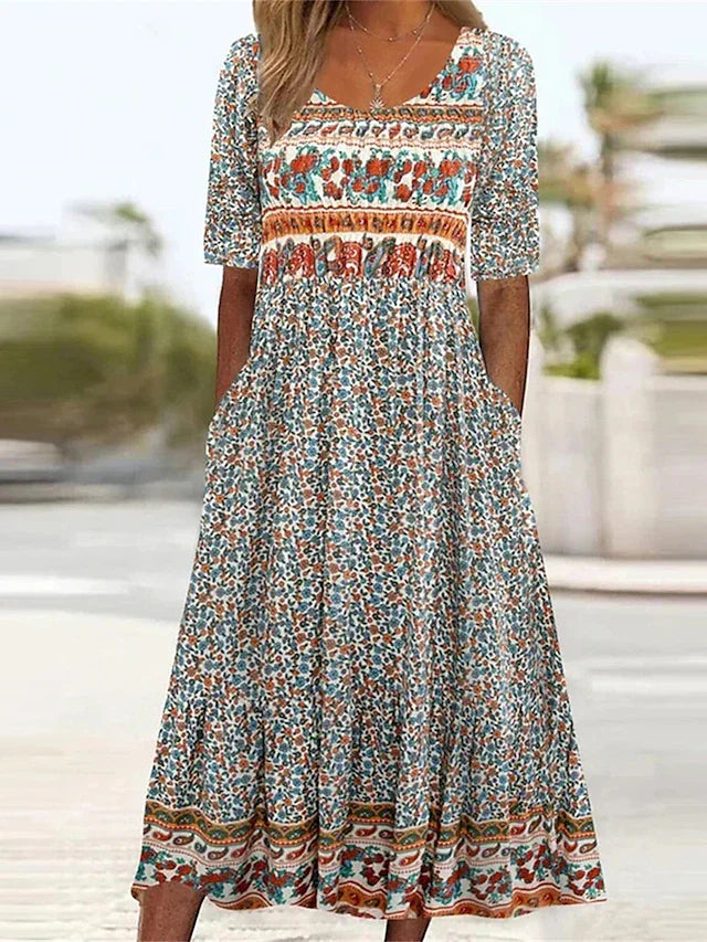 boho chic midi dresses Women's Printed Bohemian Dress – Marlovale Size:90 cm YGroup_jillzee Dark Brown Bridesmaid Dresses lined to mid