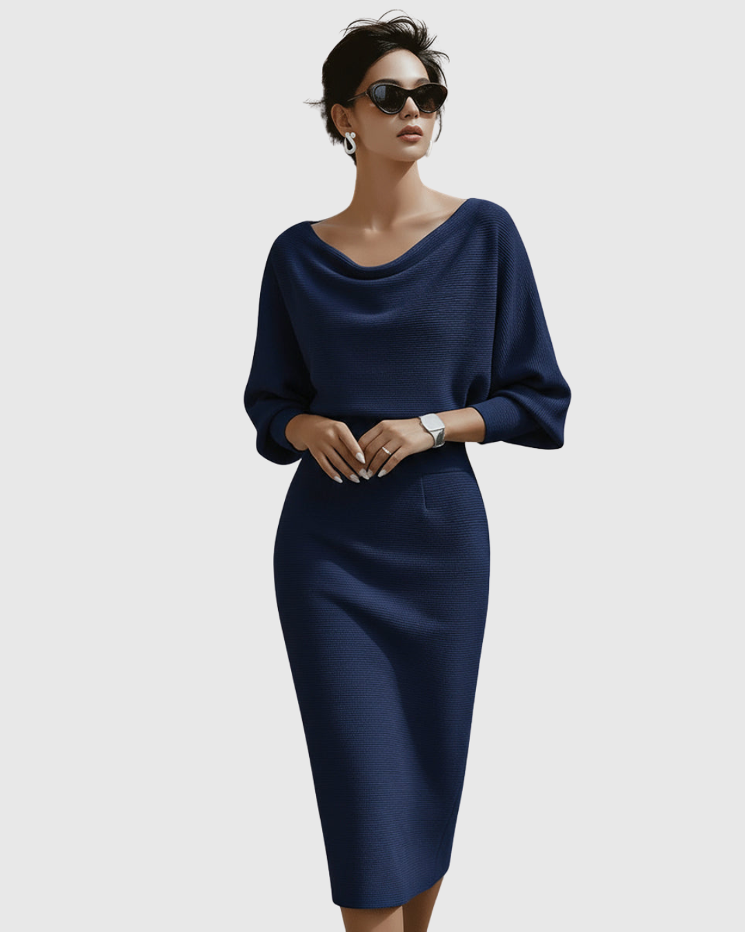 long sleeve fitted midi dress Women's Men's Size:13 US COS Women's Gathered Jersey out and about dress 20% Metallic