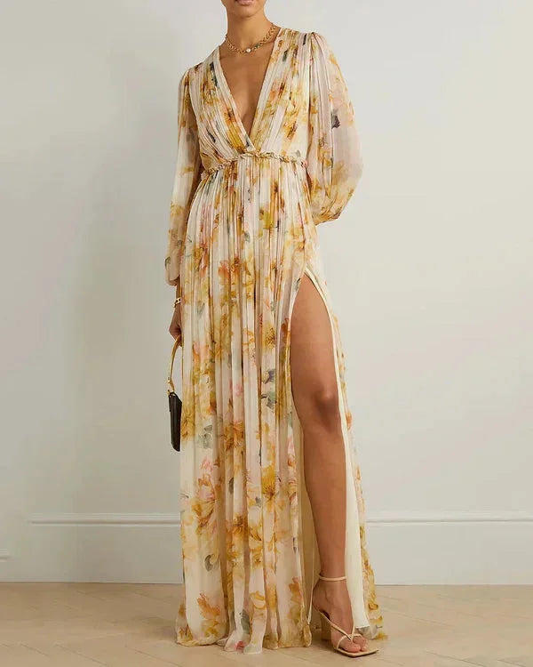 flower maxi split dress Elegant Bohemian Long Floral for Women – Marlovale Size:8 x 12