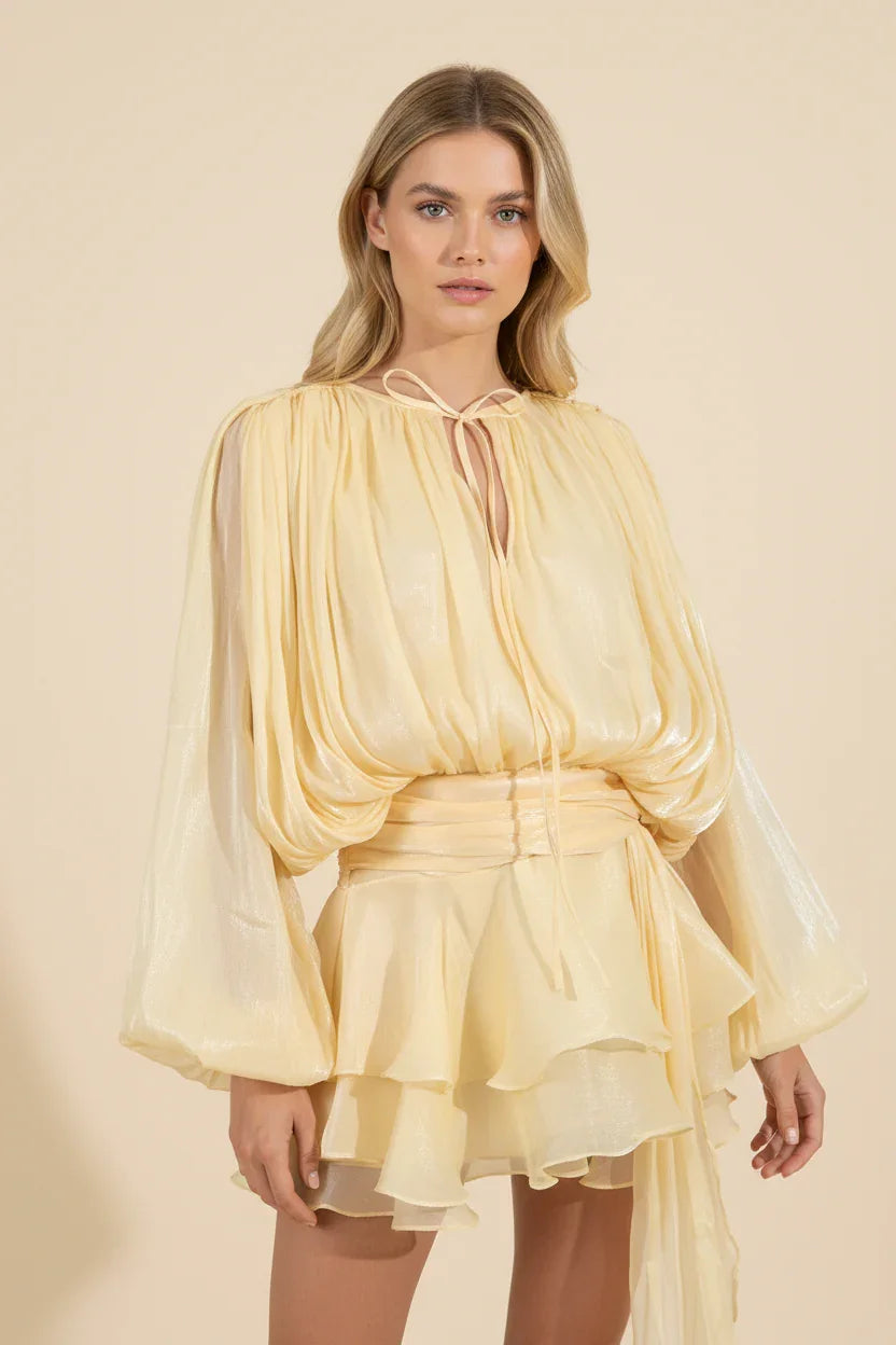 Women's Short Dress with Balloon Sleeves – Marlovale