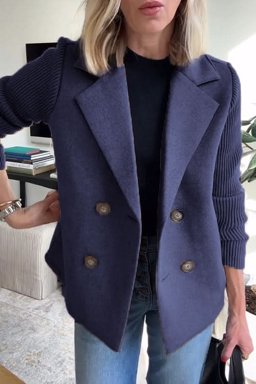 Blazer da donna doppiopetto con maniche in maglia