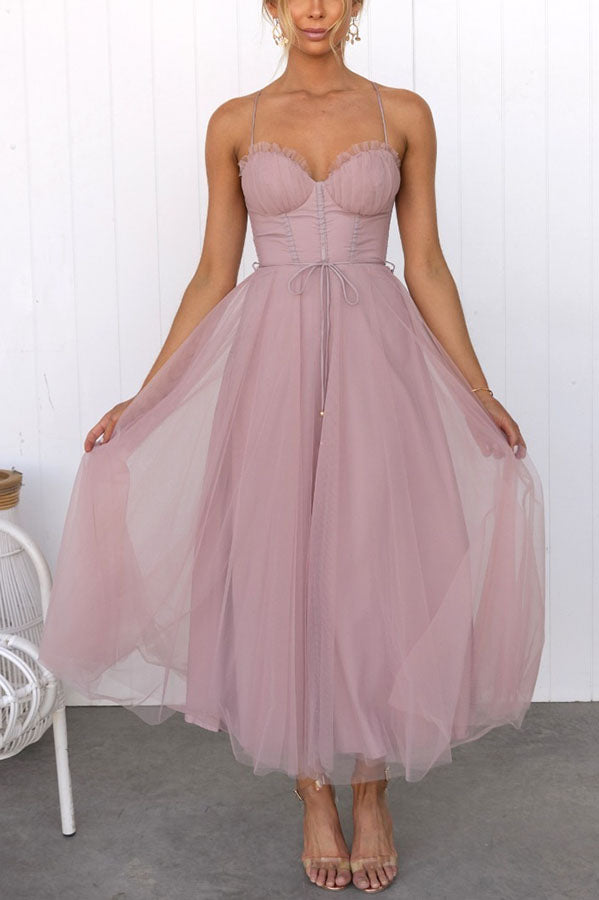 Robe Midi Femme Sans Manches à Silhouette Fluide