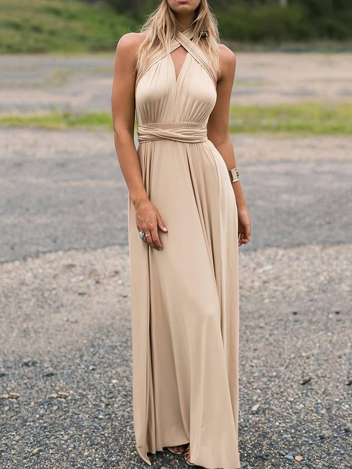 Dámské asymetrické maxi šaty na jedno rameno, elegantní, lehký střih