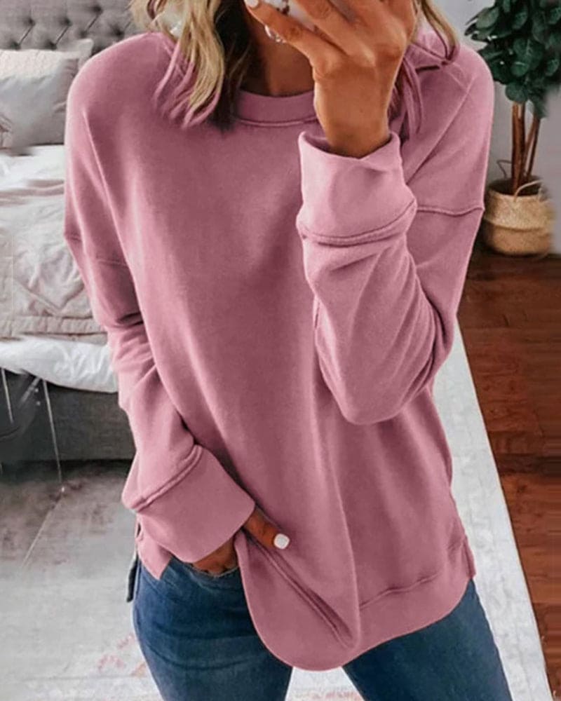 Pull Femme Col Rond Décontracté à Manches Longues
