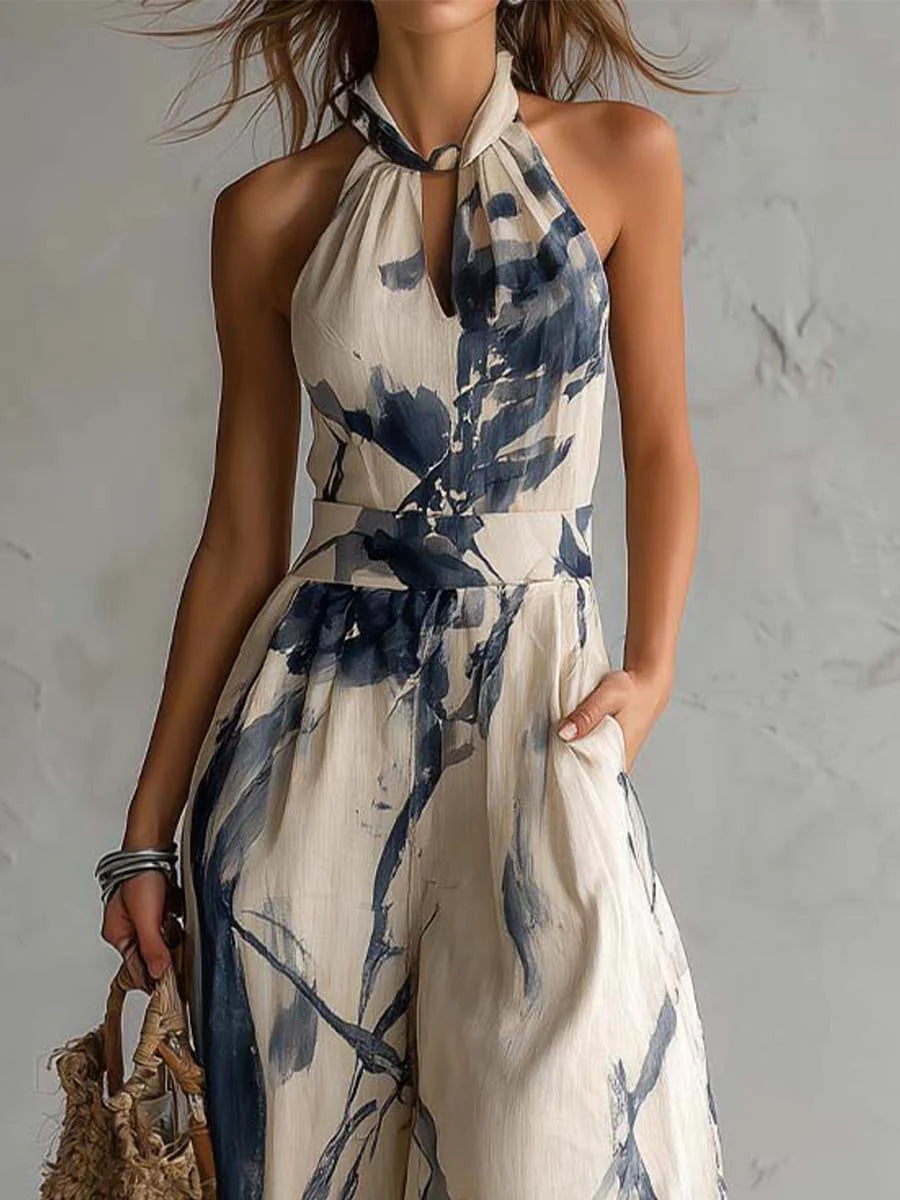 Combinaison Femme Licou à Imprimé Artistique