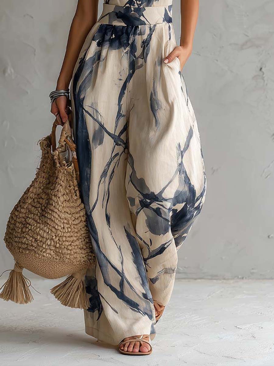 Combinaison Femme Licou à Imprimé Artistique