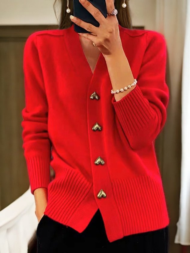 Women's V-Neck Button Cardigan