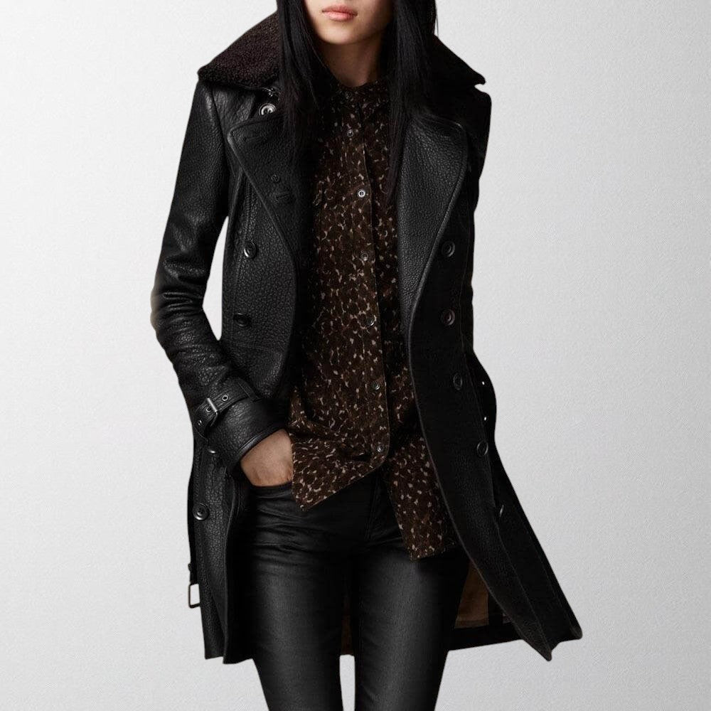 Manteau Femme Trench Croisé avec Col à Revers