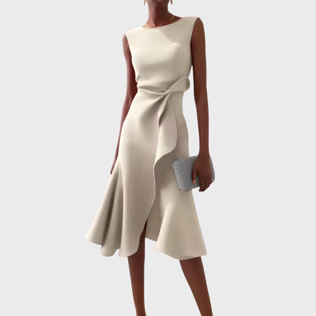 Robe Élégante Sans Manches à Taille Drapée pour Femme