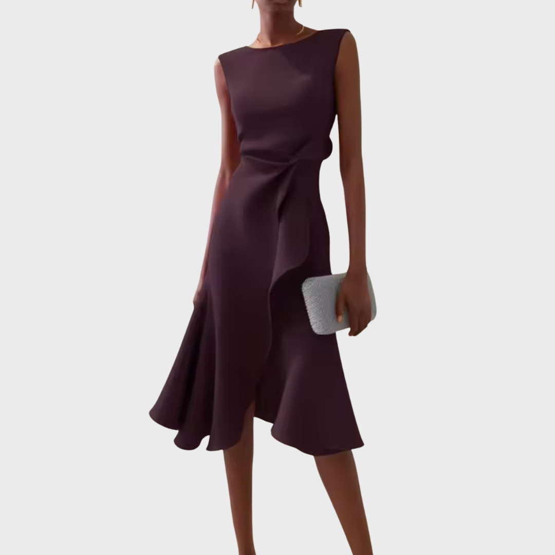 Robe Élégante Sans Manches à Taille Drapée pour Femme