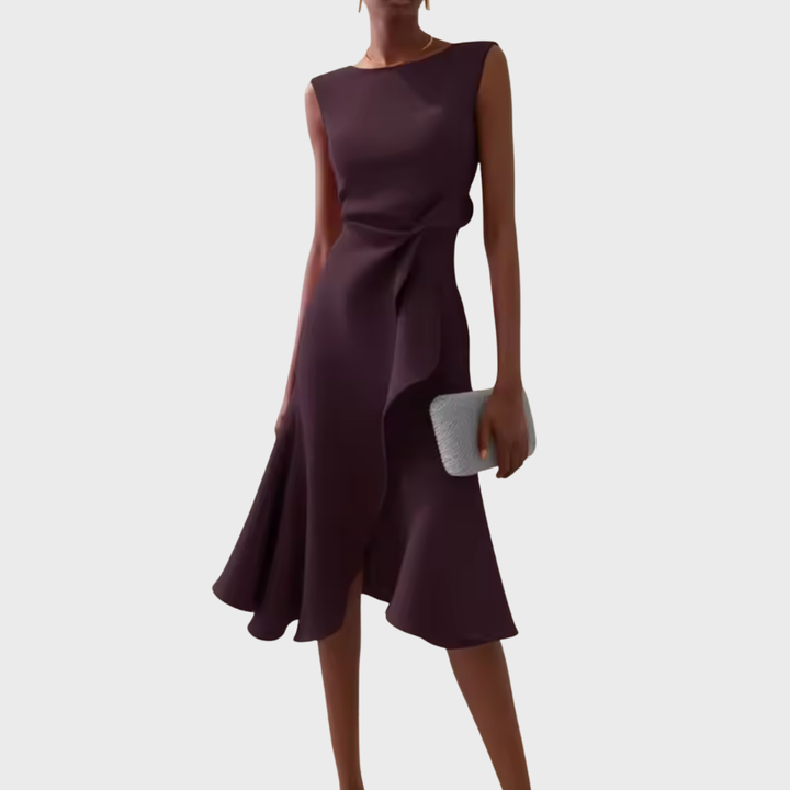 Robe Élégante Sans Manches à Taille Drapée pour Femme