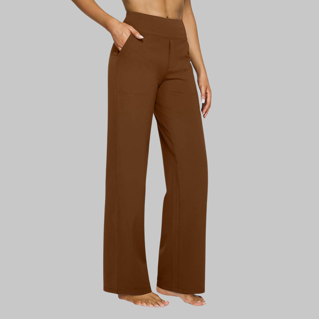 High-Waisted Wide-Leg Women's Pants with Pockets