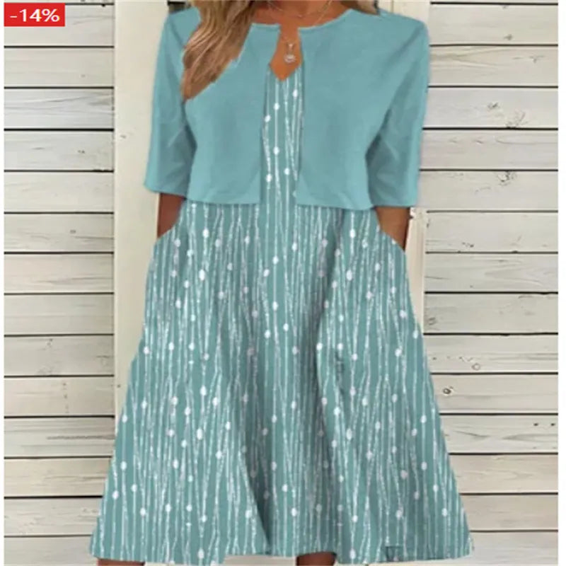 Robe Midi Fleurie Deux Pièces pour Femme