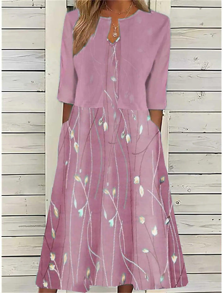 Vestido midi estampado con chaqueta de mangas 3/4 para mujer