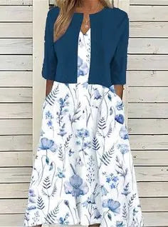 Robe Midi Fleurie Deux Pièces pour Femme
