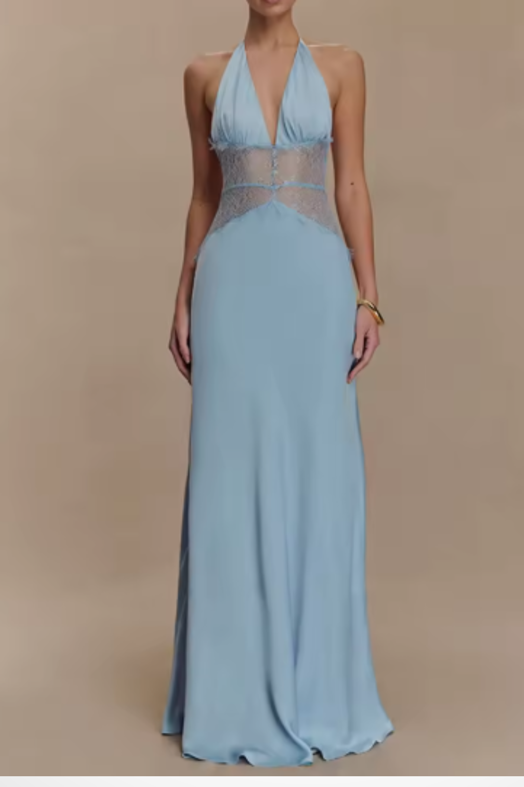 Elegantní dlouhé dámské šaty s odhalenými zády a halter výstřihem