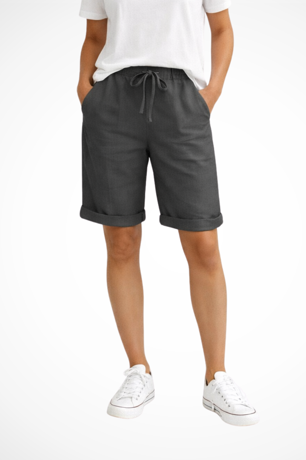 Short Femme Décontracté à Cordon de Serrage avec Poches