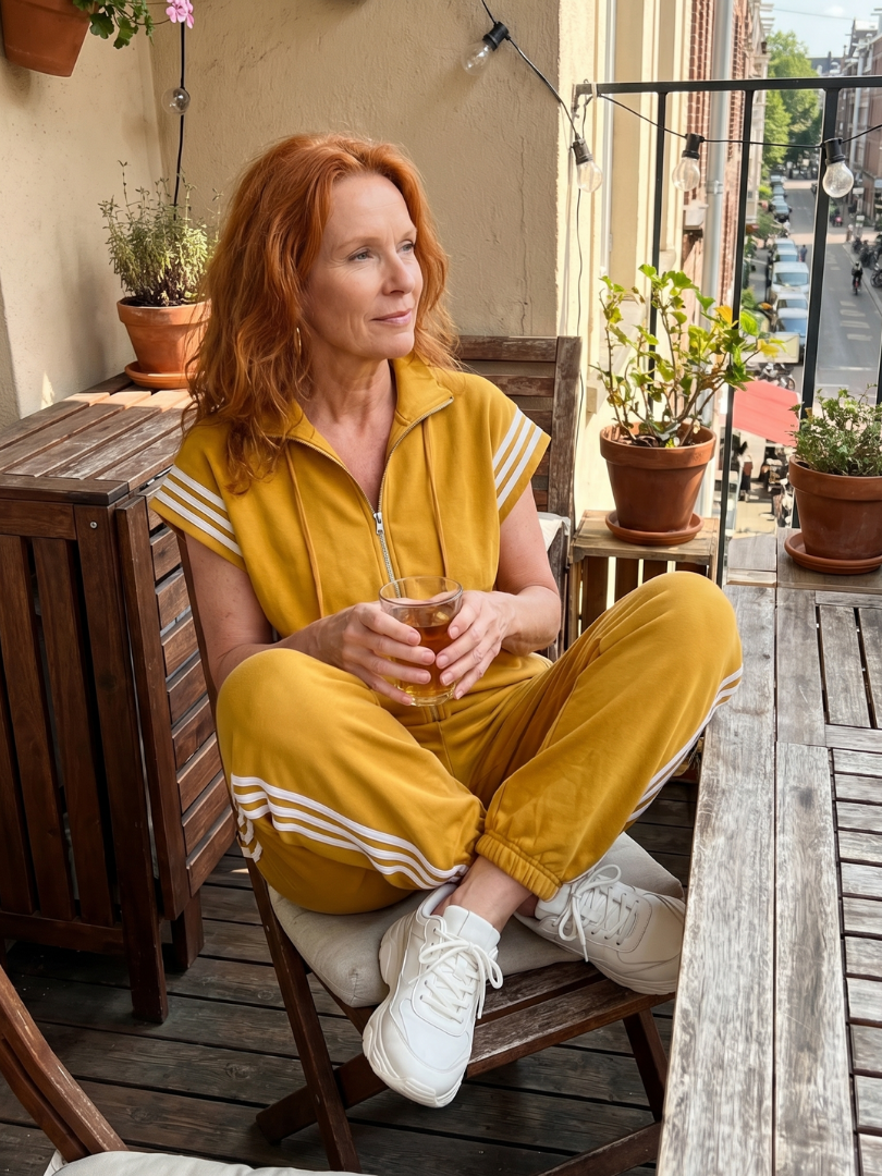 Mono para mujer de corte con cremallera y rayas deportivas