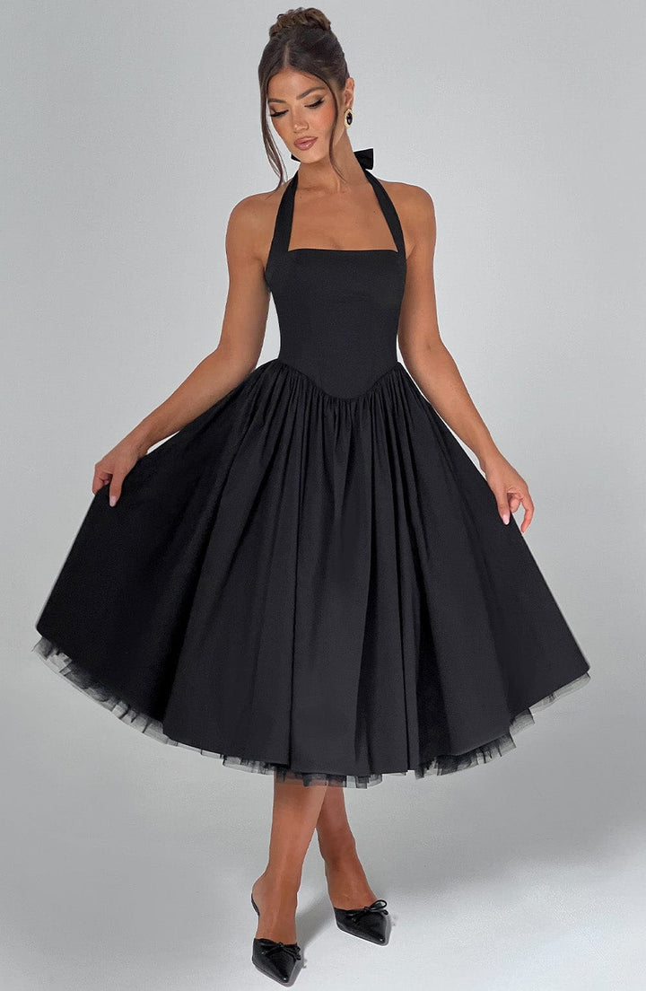 Elegantní midi šaty na ramínka pro ženy