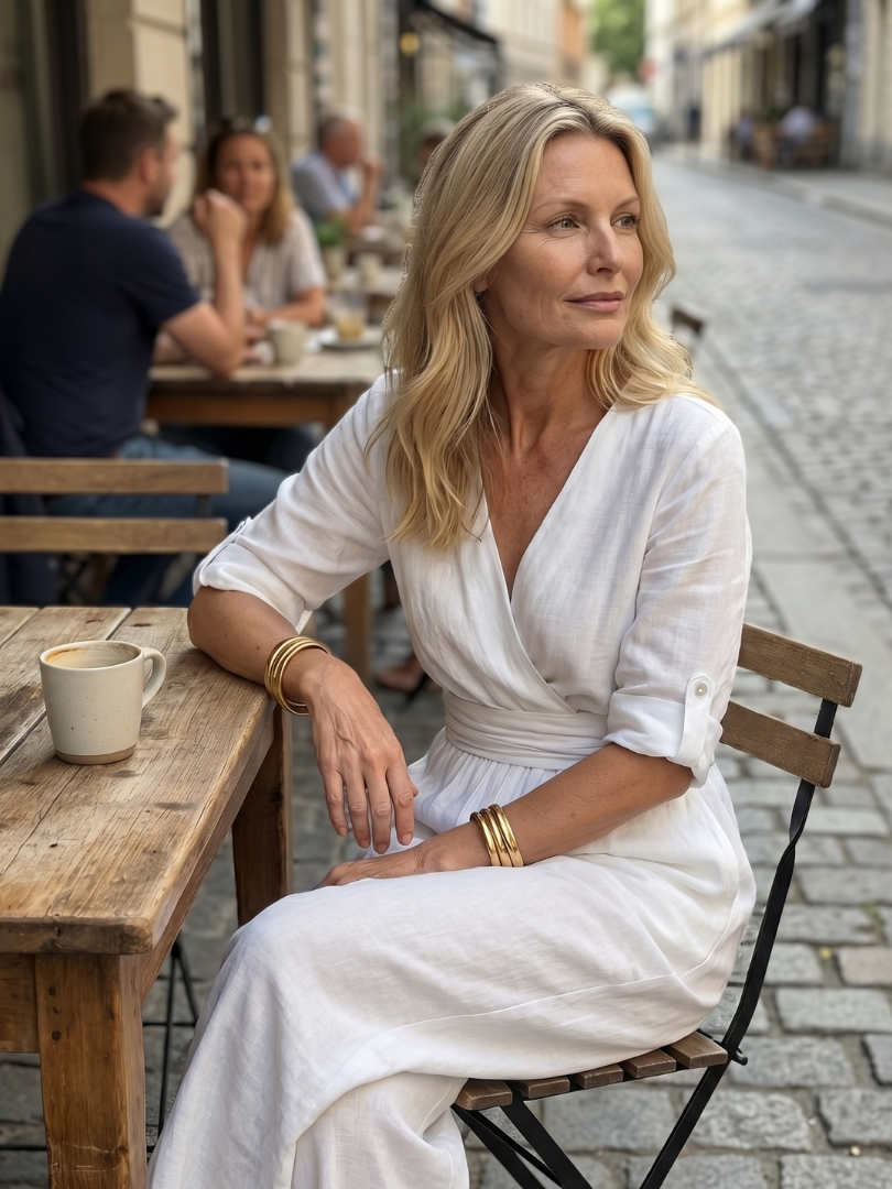 Robe Combinaison Femme à Décolleté Croisé et Jambes Amples