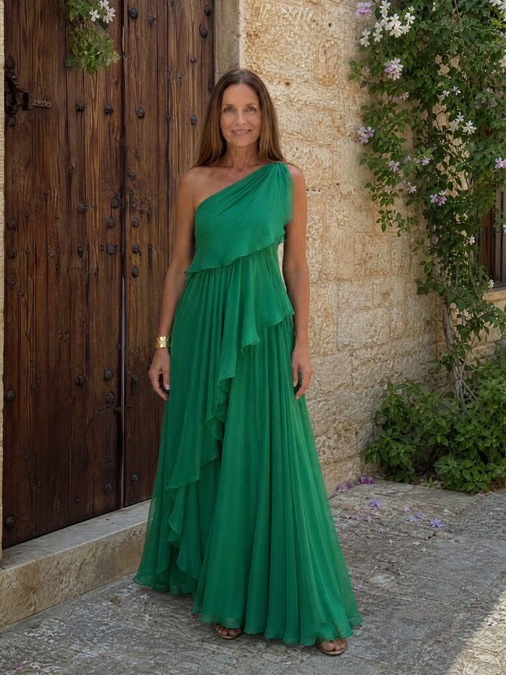 Robe Maxi Asymétrique Volants pour femme