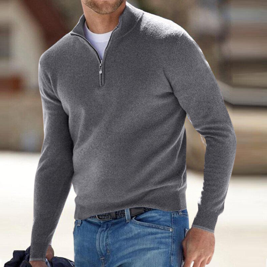 Pull Décontracté à Manches Longues et Col Montant Pour Homme