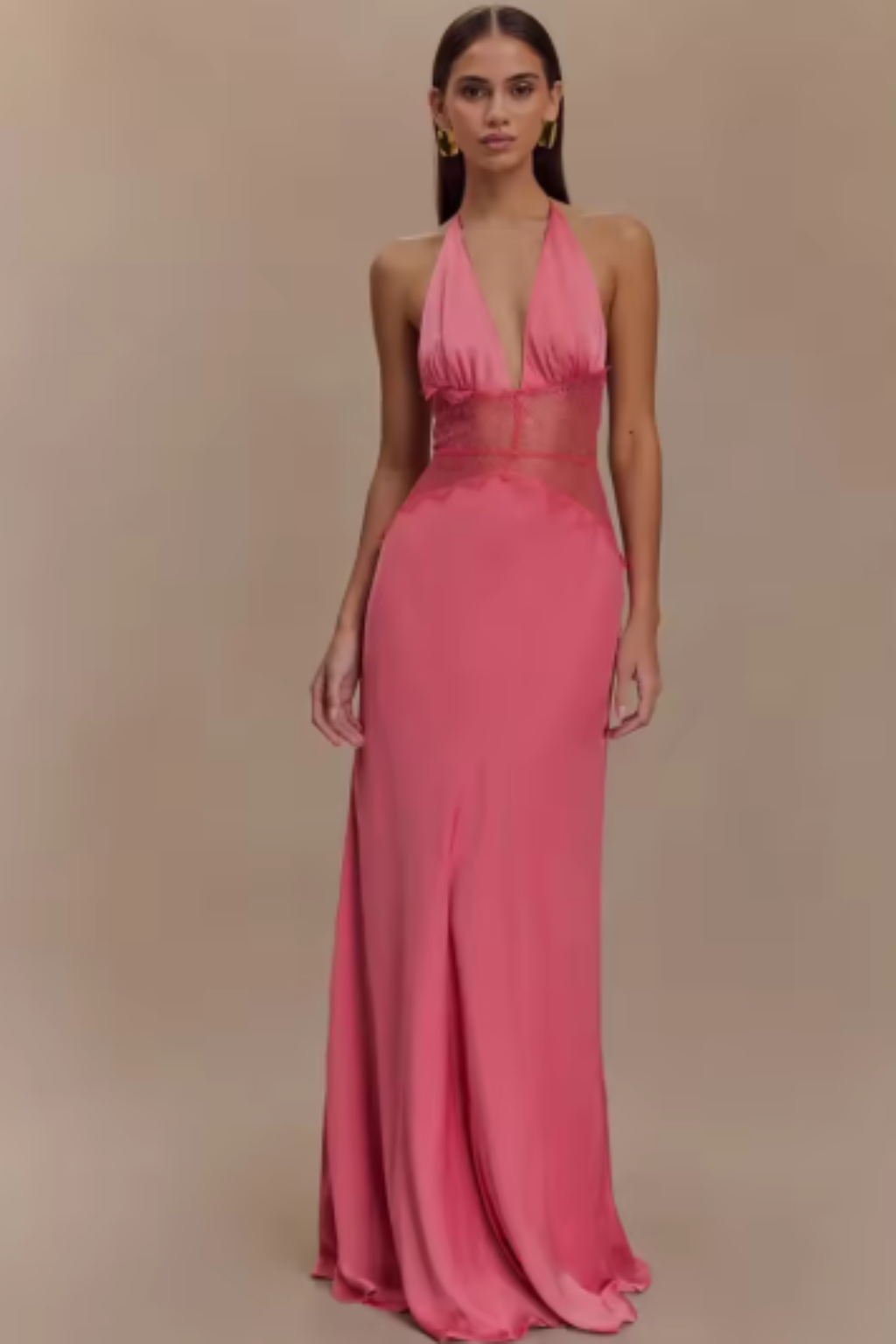 Elegantní dlouhé dámské šaty s odhalenými zády a halter výstřihem