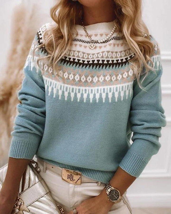Maglione nordico da donna con motivo jacquard