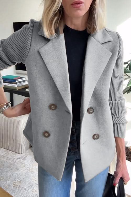 Blazer da donna doppiopetto con maniche in maglia