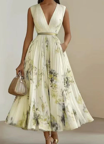 Robe Midi Fleurie à Col V pour Femme Romantique