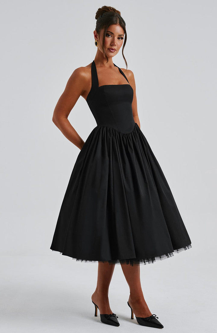 Elegantní midi šaty na ramínka pro ženy