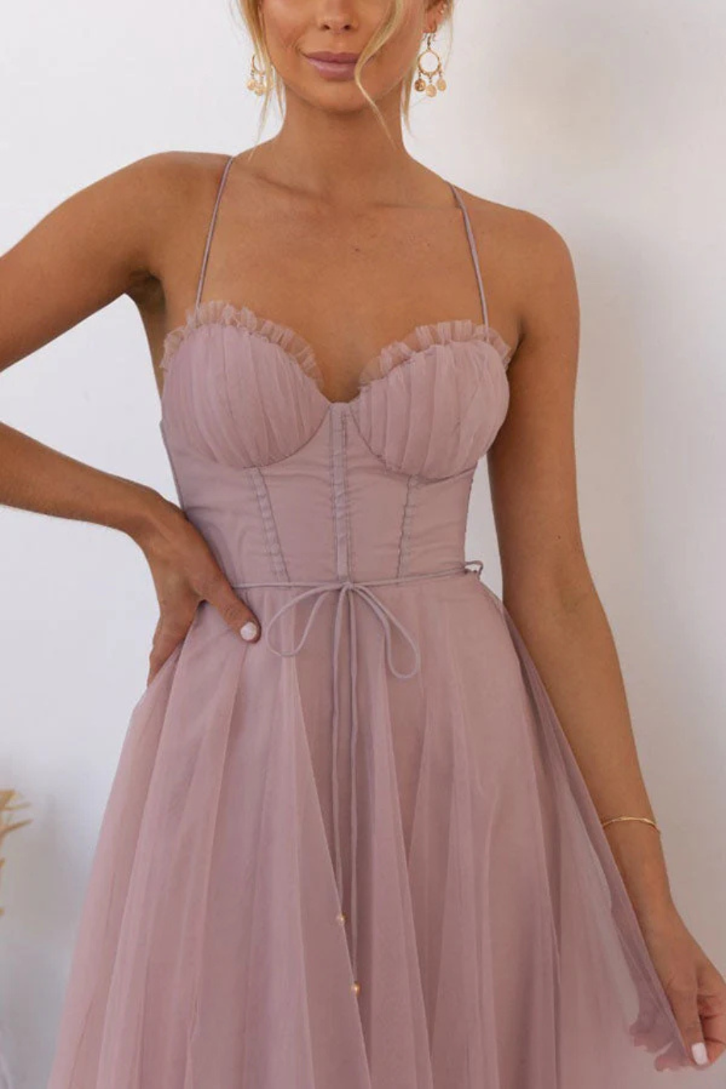 Robe Midi Bustier en Tulle Élégante pour Femme