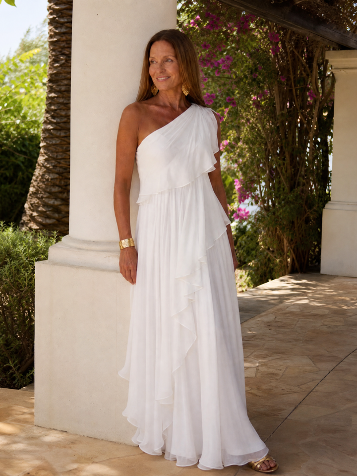 Robe Maxi Asymétrique Volants pour femme