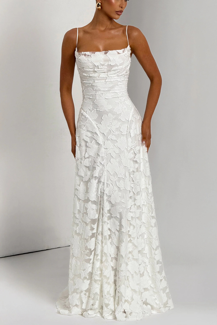 Robe Longue Femme Bustier en Dentelle  Romantique et Silhouette Raffinée