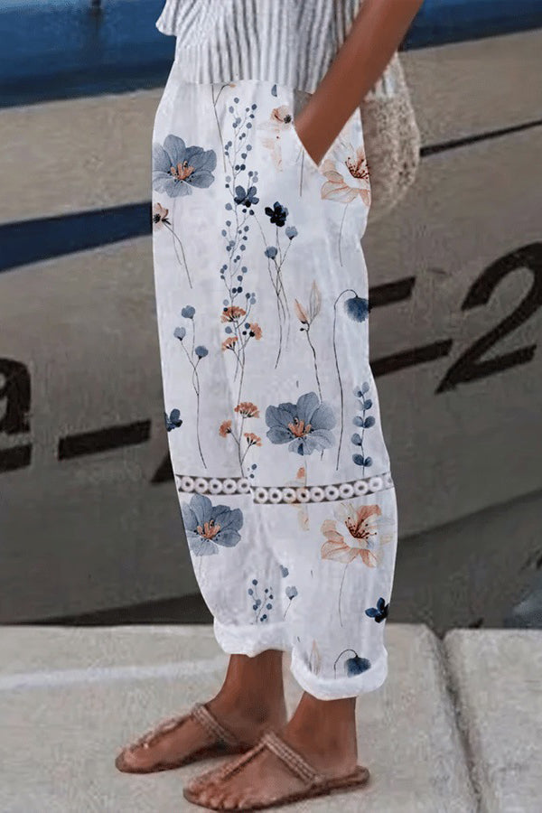 Pantalon Femme Fluide à Motifs Style Coloré