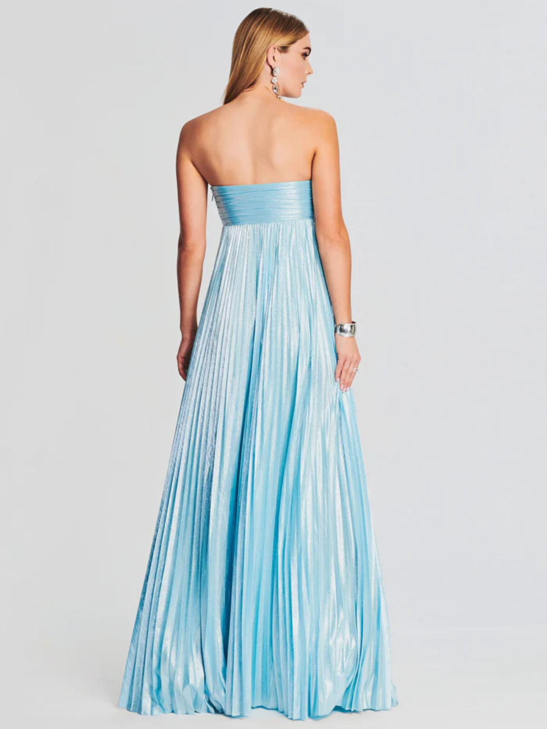 Robe Longue Plissée Bustier pour Femme de Soirée à Fente Haute