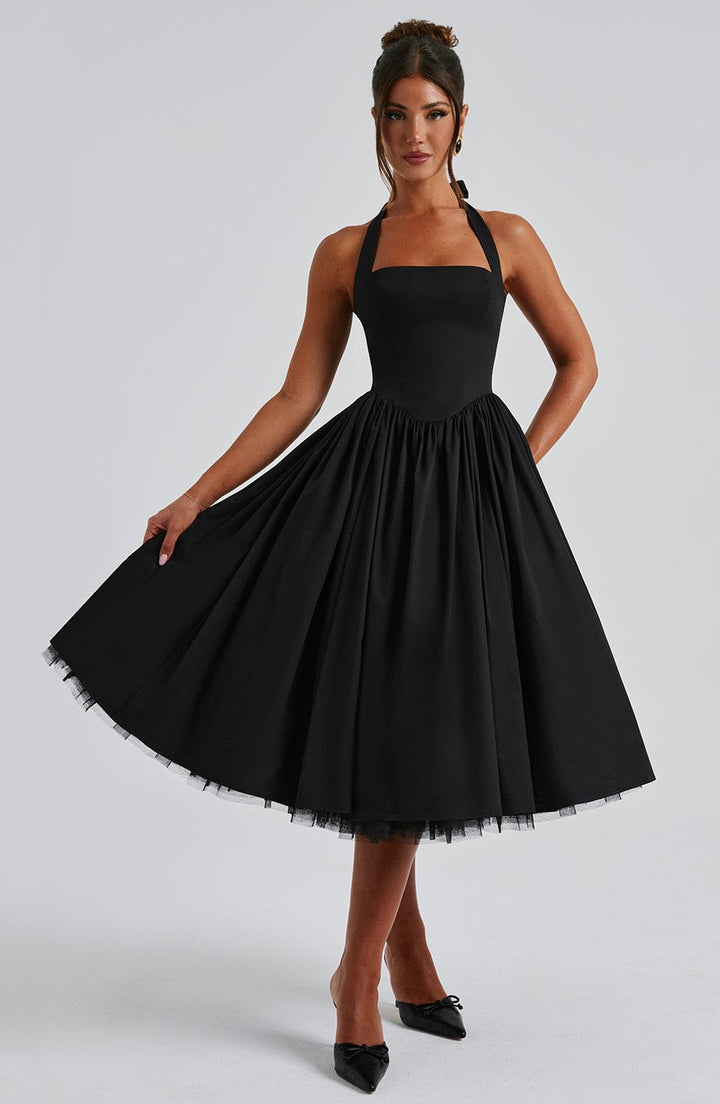 Elegantní midi šaty na ramínka pro ženy