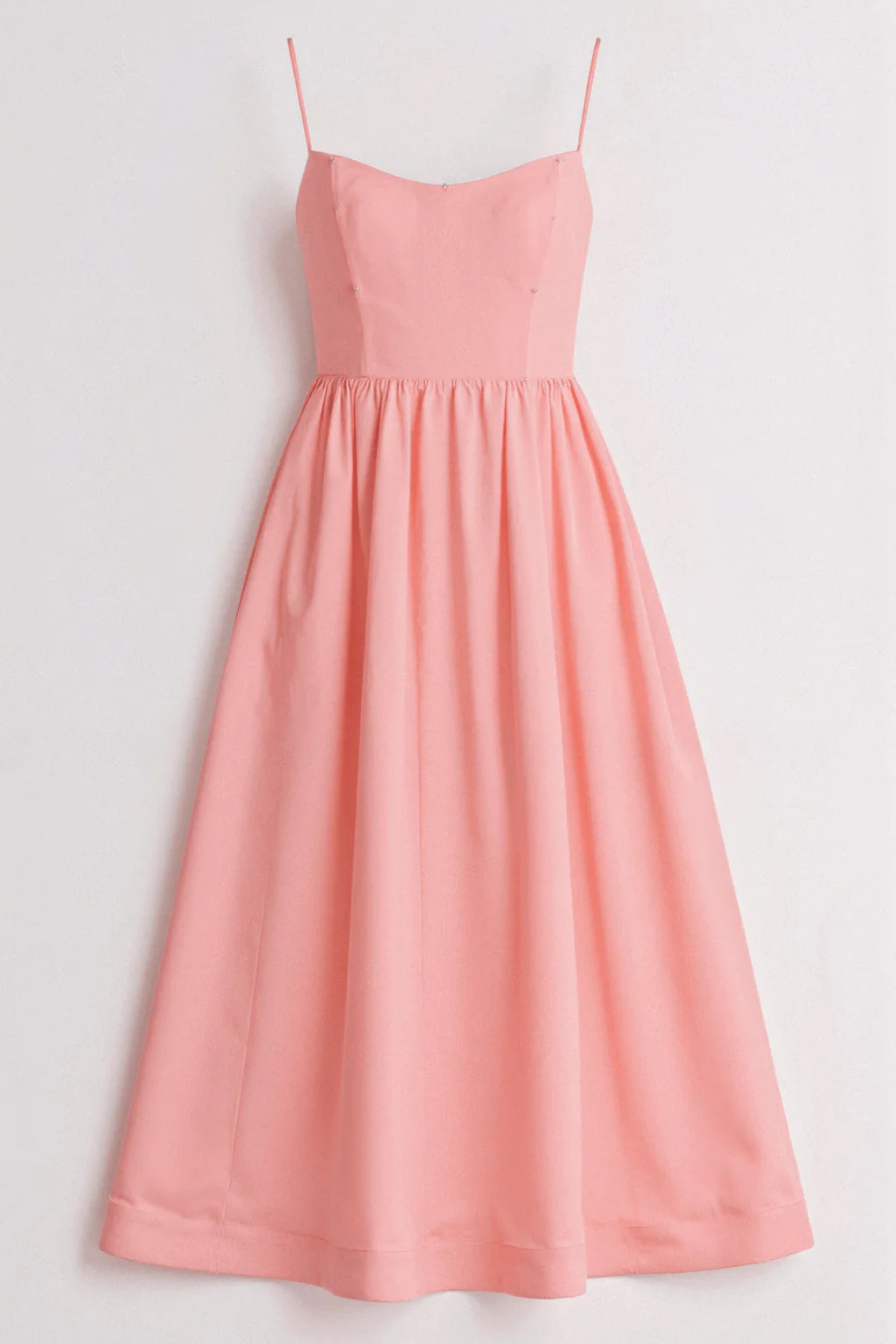 Robe Midi Femme à Bretelles Fines et Jupe Évasée