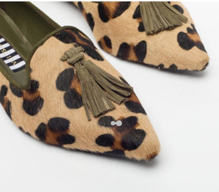 Dámské mokasíny s třásněmi a leopardím vzorem