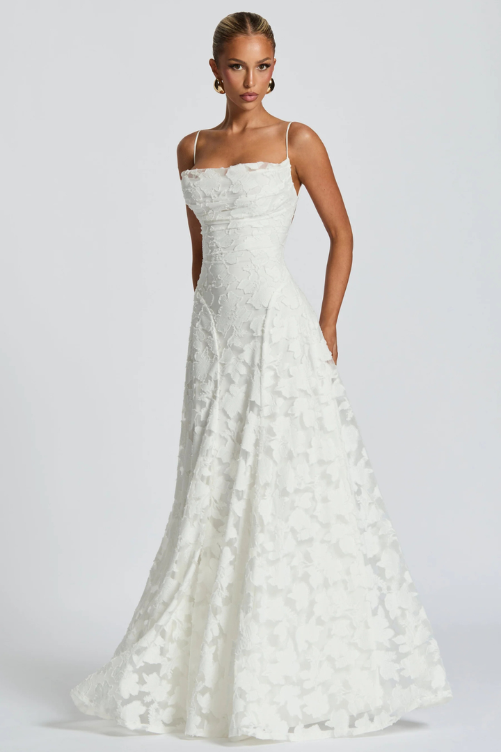 Robe Longue Femme Bustier en Dentelle  Romantique et Silhouette Raffinée