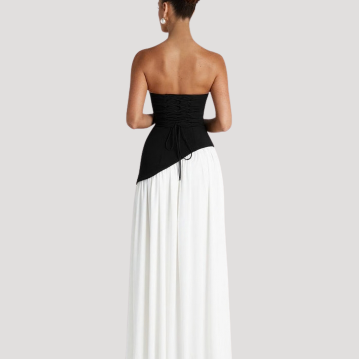 Abito lungo da donna con bustier e spacco elegante