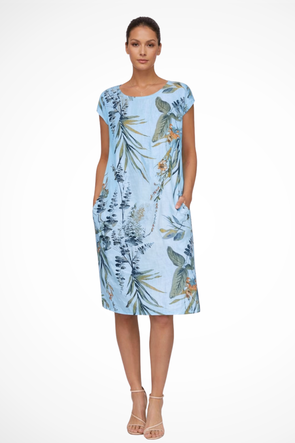 Robe Midi Femme à Imprimé Tropical et Coupe Décontractée Élégante