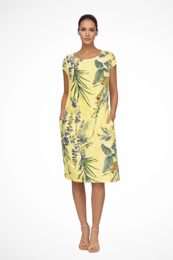 Robe Midi Femme à Imprimé Tropical et Coupe Décontractée Élégante