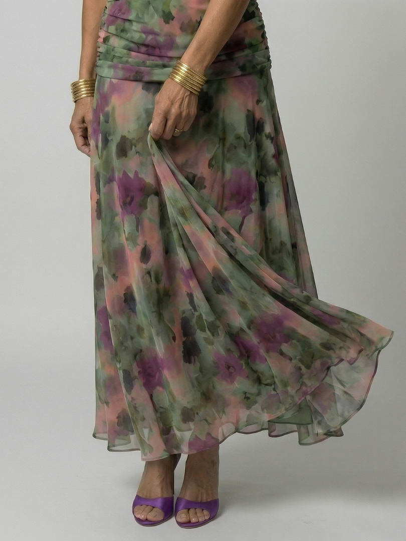 Vestido largo para mujer con escote drapeado