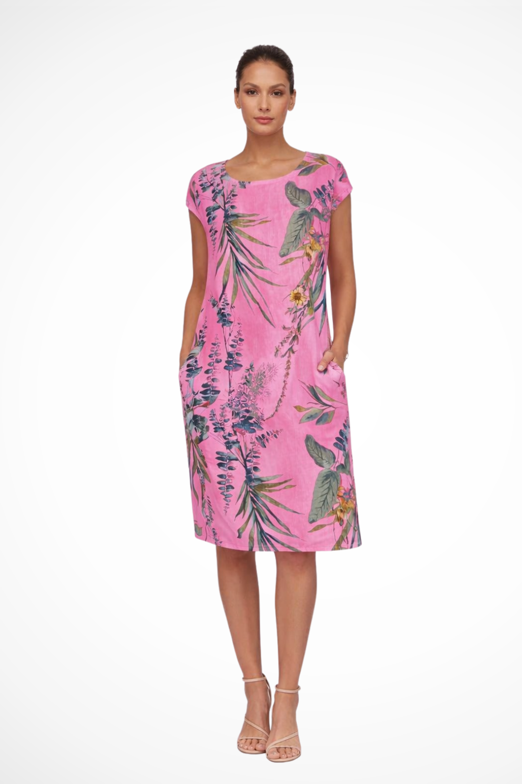 Robe Midi Femme à Imprimé Tropical et Coupe Décontractée Élégante