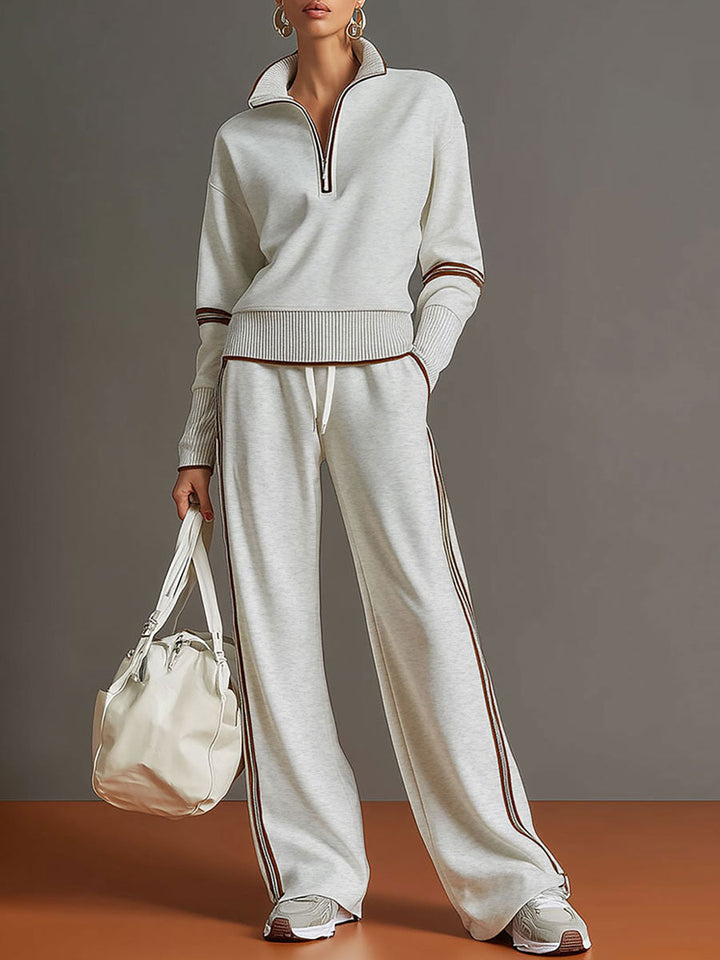 Completo Donna 2 Pezzi in Maglia con Collo con Zip