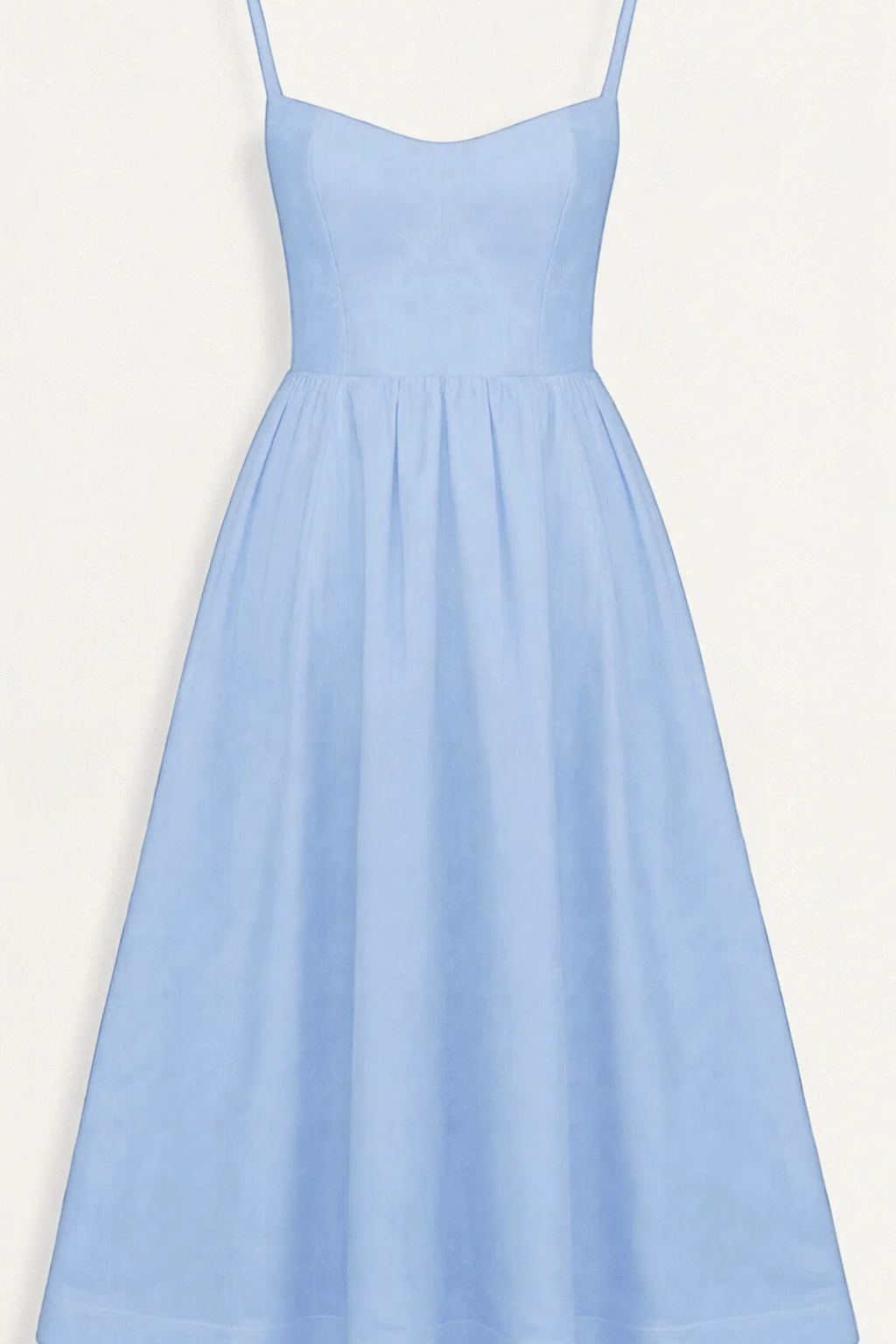 Robe Midi Femme à Bretelles Fines et Jupe Évasée