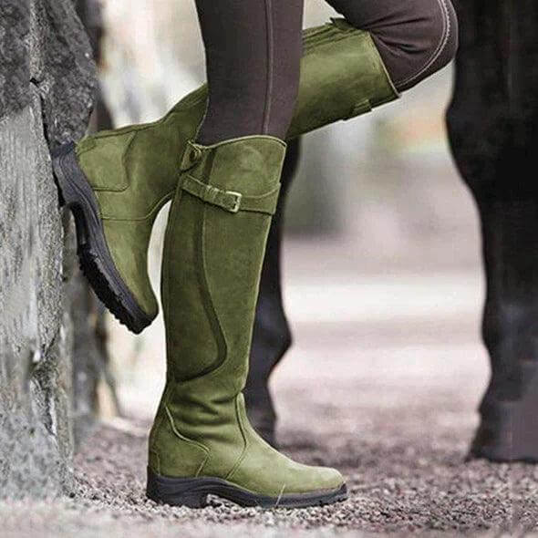Botas altas para mujer con tacón bajo y ancho