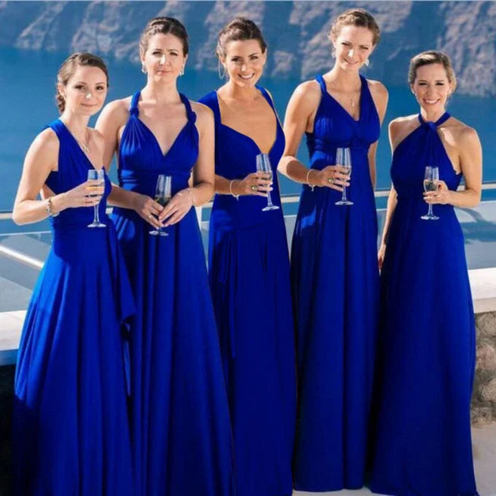 Robe Longue Dos Croisé pour Femme de Soirée Fluide Sans Manches