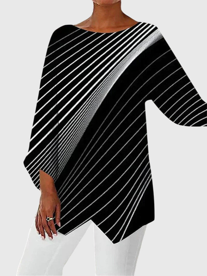 Túnica de mujer estampada y de corte asimétrico